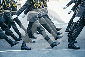 Military boots army walk the parade ground