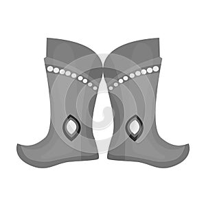 Military boots of the Mongols.part of the national dress of Mongolia.Mongolia single icon in monochrome style vector