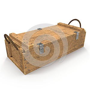 Military box with explosive isolated on white. 3D illustration