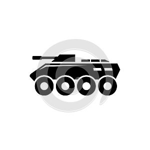 Military BTR, Armored Personnel Carrier. Flat Vector Icon illustration. Simple black symbol on white background. BTR, Armored photo