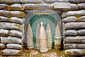 Military bunker with ammunition