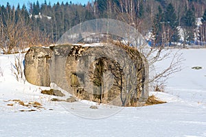 Military bunker in a winter landscape