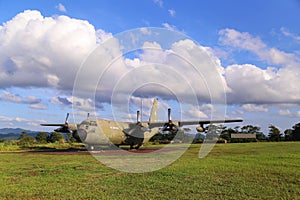 Military C-130 Hercules transport plane in Vietnam war