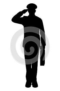 Military cadet student silhouette vector