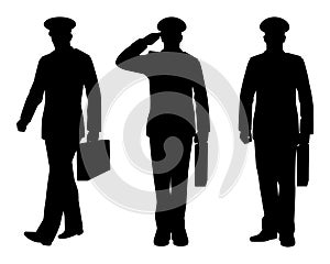 Military cadet student silhouette vector