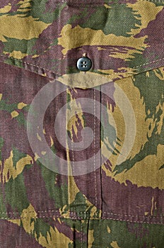 Military camo pants pocket detail