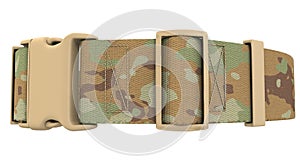 Military camouflage belt on an isolated white background. 3d illustration