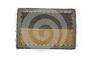 Military camouflage drab tan flag sticker with textile fastener