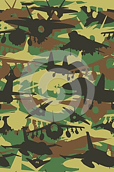 Military Camouflage fighter jet green pattern