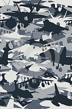 Military Camouflage fighter jet pattern grey