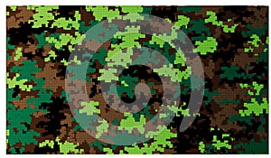 Military Camouflage pattern with pixelate styles. Army and navy colors on mosaic wallpaper. Canvas Fabric textile seamless