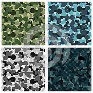 Military camouflage pattern set of four backgrounds