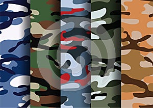 Military camouflage seamless pattern. Big set. Khaki texture. Trendy background. Abstract color vector illustration. For design ,