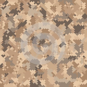 Military camouflage seamless pattern. Urban and desert digital pixel style.