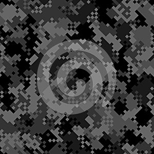 Military camouflage seamless pattern. Urban digital pixel style.