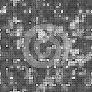 Military camouflage seamless pattern. Urban gray digital pixel style.