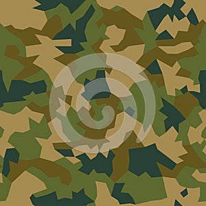 Military camouflage, seamless texture. Camo geometric pattern for Army Clothing. Green, brown color, fabric hunting. Vector