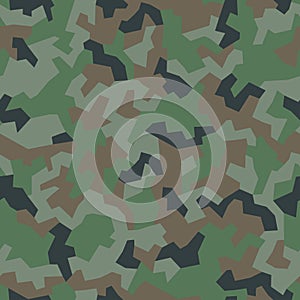 Military camouflage, seamless texture. Urban camo geometric pattern. Khaki green, brown color. Vector