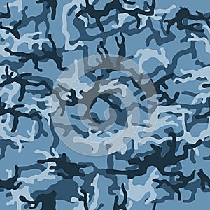 Military camouflage, texture repeats seamless. Camo Pattern for Army Clothing. Blue, grey color, fabric hunting. photo