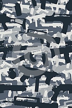 Military Camouflage weapons pattern grey theme