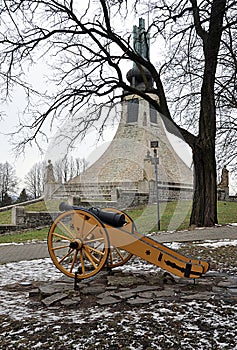 Military cannon and memorials, Czech Republic photo