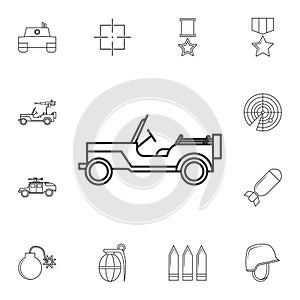 Military car line icon.Element of popular army icon. Premium quality graphic design. Signs, symbols collection icon for websites,