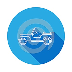 Military car line icon with long shadow. Element of military illustration. Signs and symbols outline icon for websites, web design