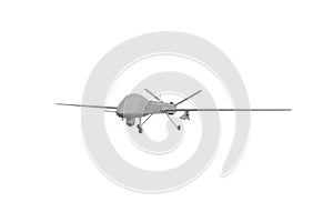 Military combat drone with weapons isolated on white background