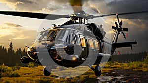 Military combat helicopter for war, aviation