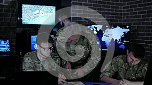 Military control, war base, group military IT professionals, on