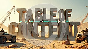 Military 3D Table of Content in Desert Scene