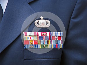 Military decorations on uniform