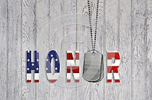 Military dog tag with honor