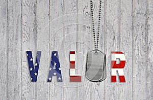 Military dog tags with valor