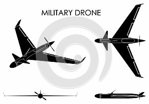 Military drone eagle. Black fill.