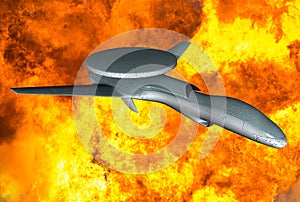 Military Drone Strike Fire Explosion Concept