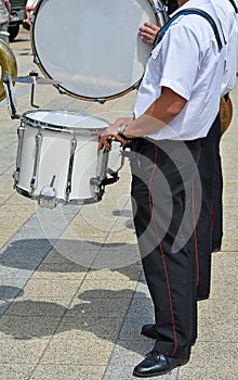 Military drummer outdoor at a music event