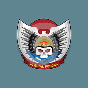 Military Emblem with a skull and the weapon,