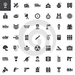 Military equipment vector icons set