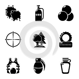 Military exercise icons set, simple style