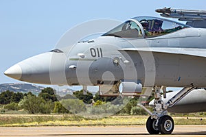 Military F-18 Hornet fighter jet plane