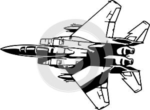 Military Fighter aircraft detailed silhouette. isolated on a white background