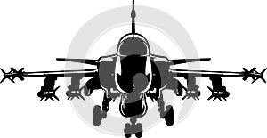 Military Fighter aircraft detailed silhouette. isolated on a white background