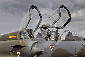 Military fighter jet aircraft dual seat cockpit