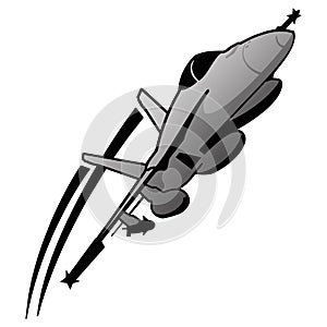 Military Fighter Jet Airplane Vector Illustration
