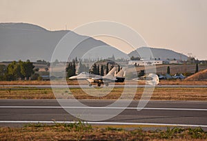 A military fighter jet made a parachute landing on the runway in Greece