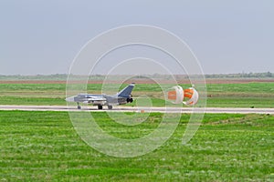 Military fighter landed