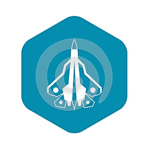 Military fighter plane icon, simple style