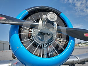 Military fighter plane propeller engine