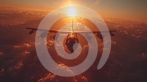 A military flyover during a parade wide shot